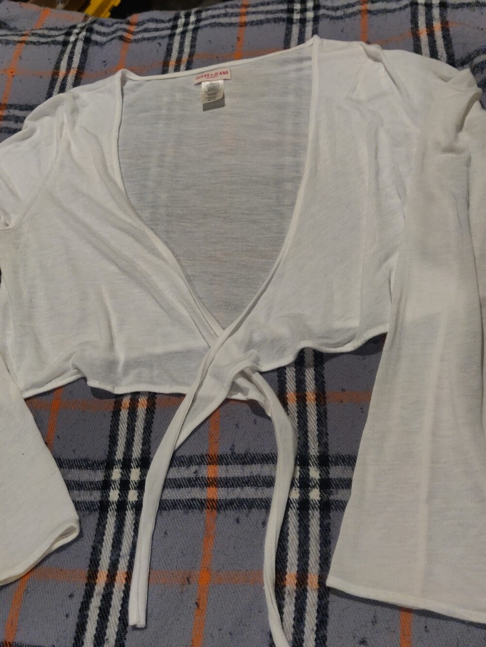 Women's Guess White Tie-Front Wrap Top Lightweight Cover Up Size Large